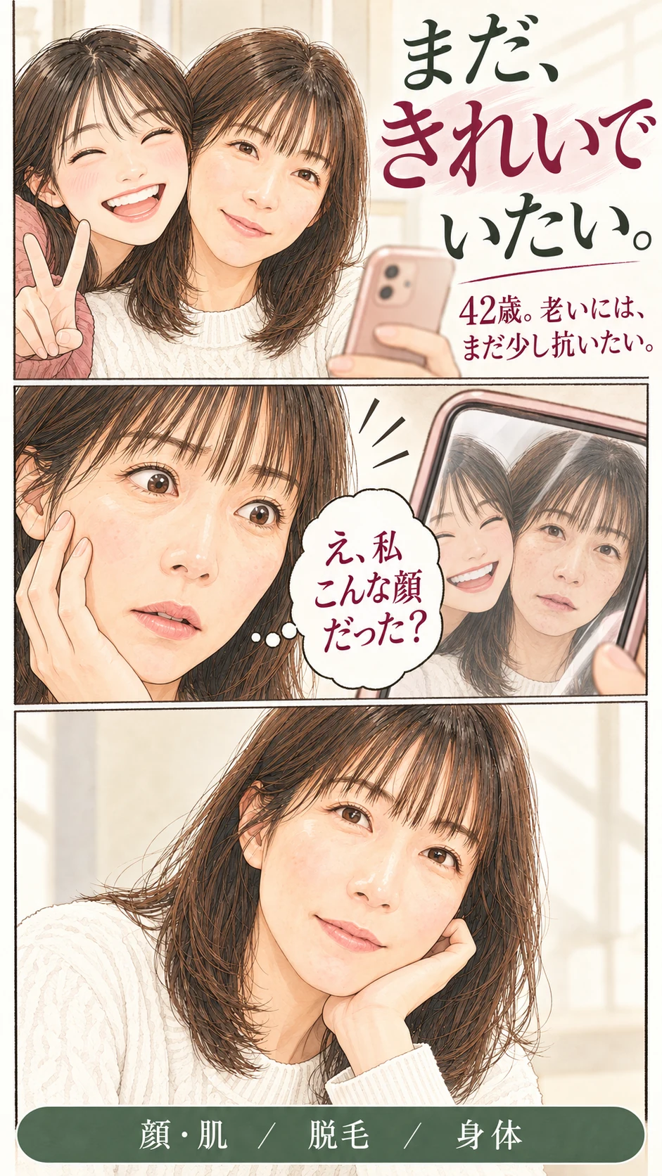 まだ、きれいでいたい。42歳。老いには、まだ少し抗いたい。トモが娘との写真を見つめる。